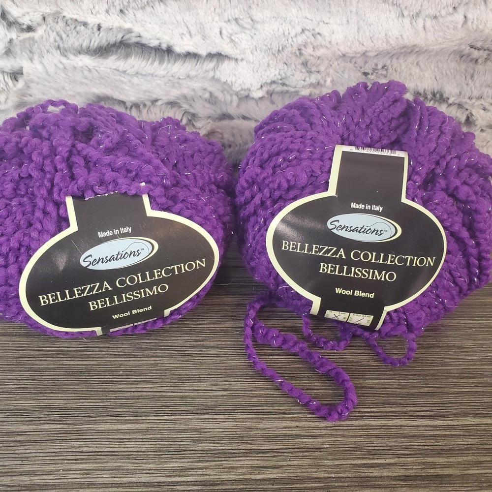TWO Sensations Bellezza Bellissimo Purple 1 .75 oz 90% Wool 7% Nylon 3% Sparkle